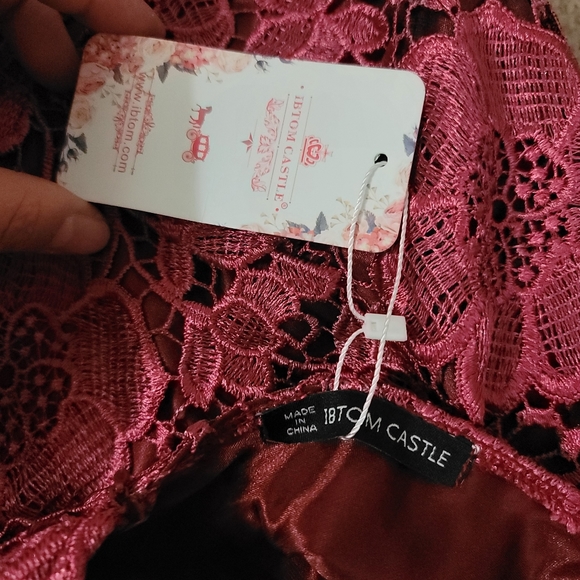 IBTOM CASTLE Women's Floral Lace Tulle Half Sleeve size 16 - Picture 16 of 16